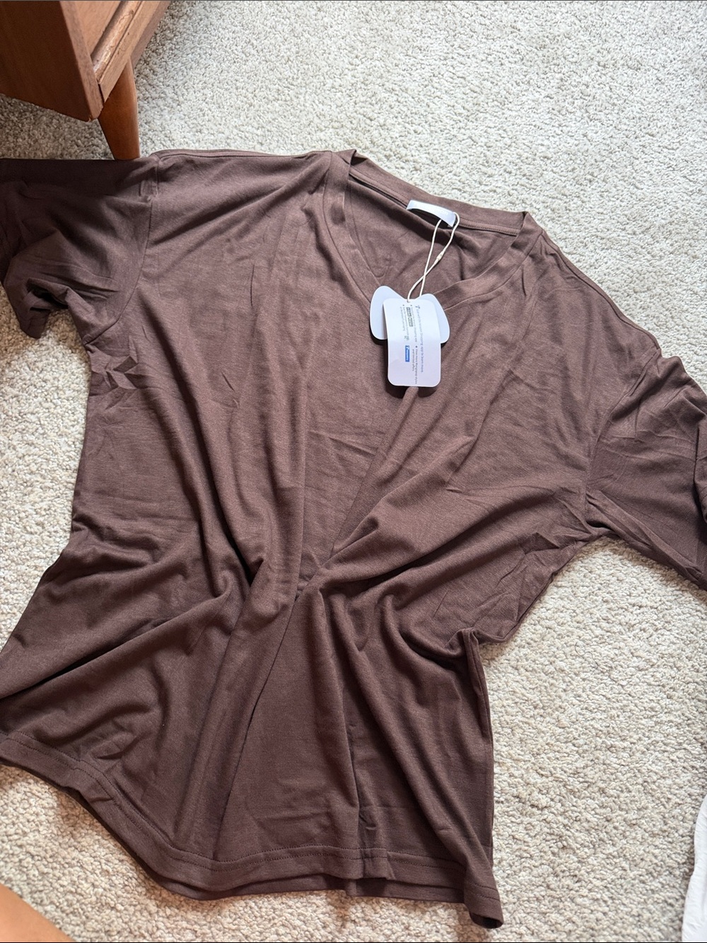NWT Brown V-Neck OVERSIZED Tee Women’s - Casual Everyday Tee